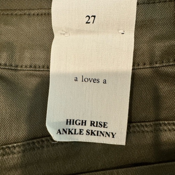 NWT Olive Green High Rise Ankle Skinny Coated Jeans. Size 27 - Picture 7 of 7